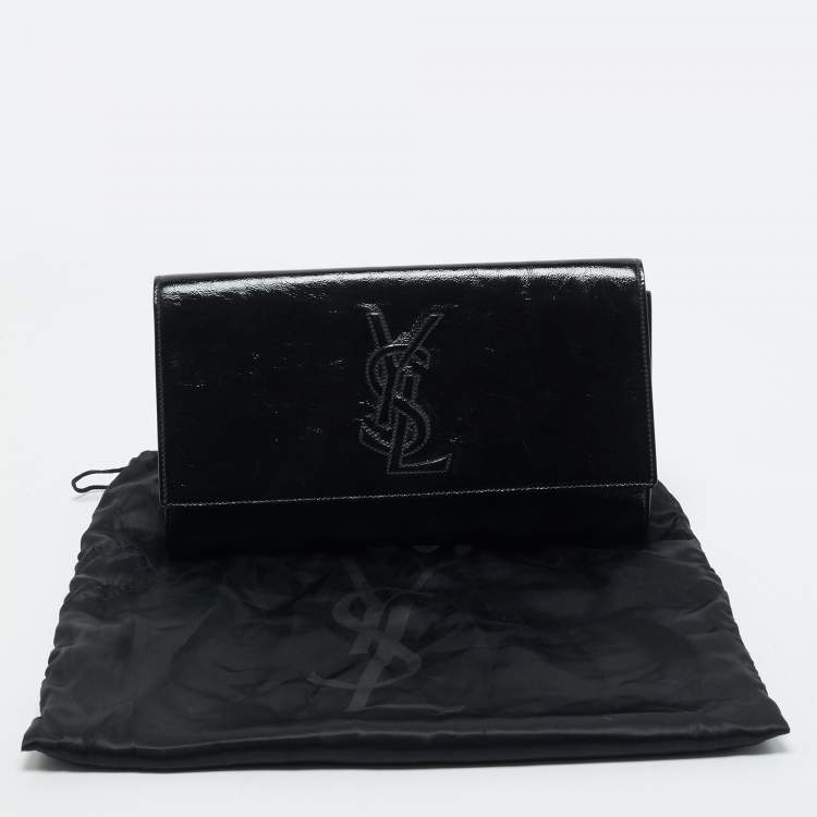 Pre Owned Saint Laurent Black Patent Leather Belle De Jour Clutch