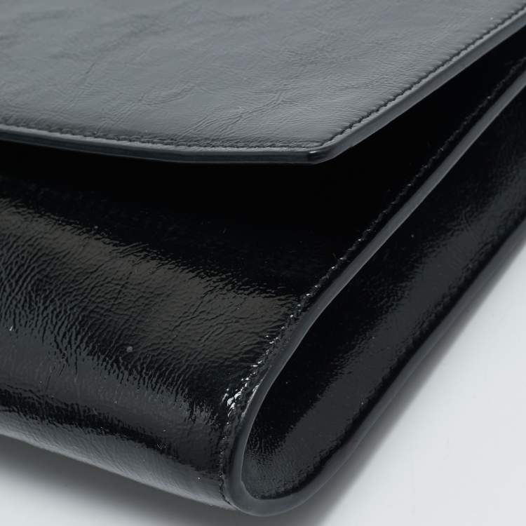 Pre Owned Saint Laurent Black Patent Leather Belle De Jour Clutch