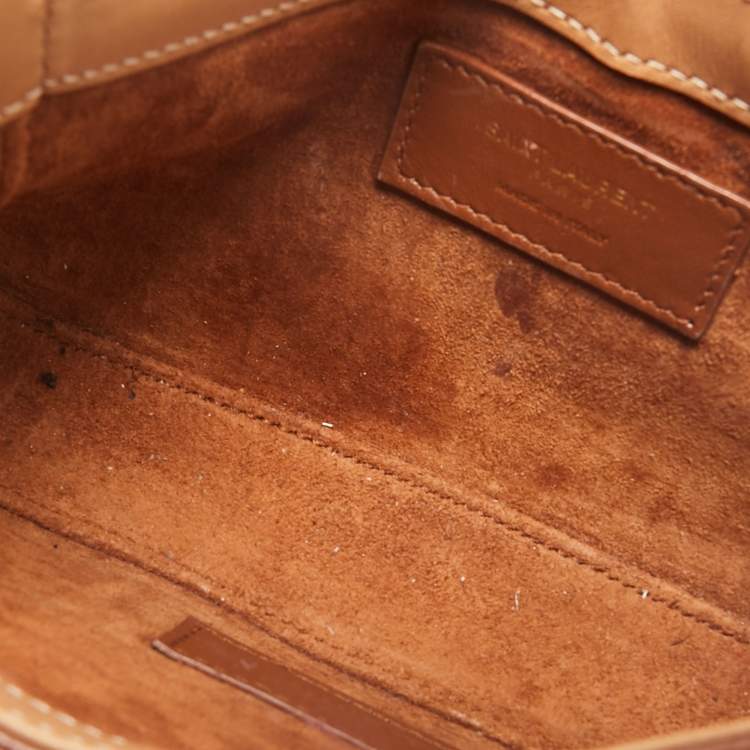 Pre Owned Saint Laurent Tan Leather Mini LE 5 À 7 Bag
