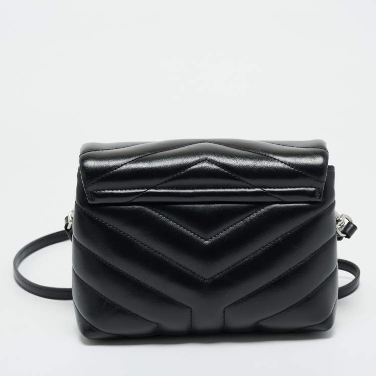 Pre Owned Saint Laurent Black Matelassé Leather Toy Loulou Crossbody Bag
