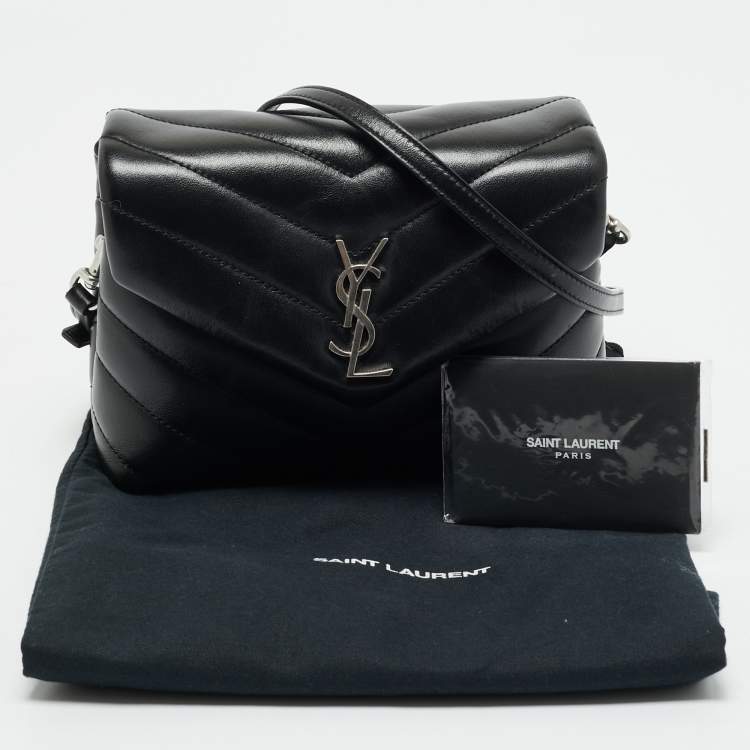 Pre Owned Saint Laurent Black Matelassé Leather Toy Loulou Crossbody Bag