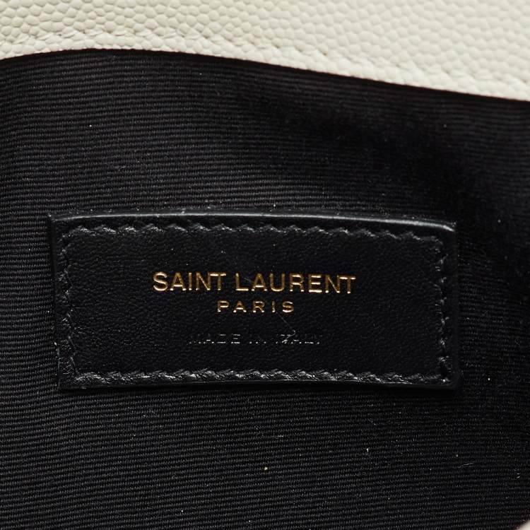 مملوكة مسبقًا Saint Laurent Cream Leather Uptown Pouch Clutch