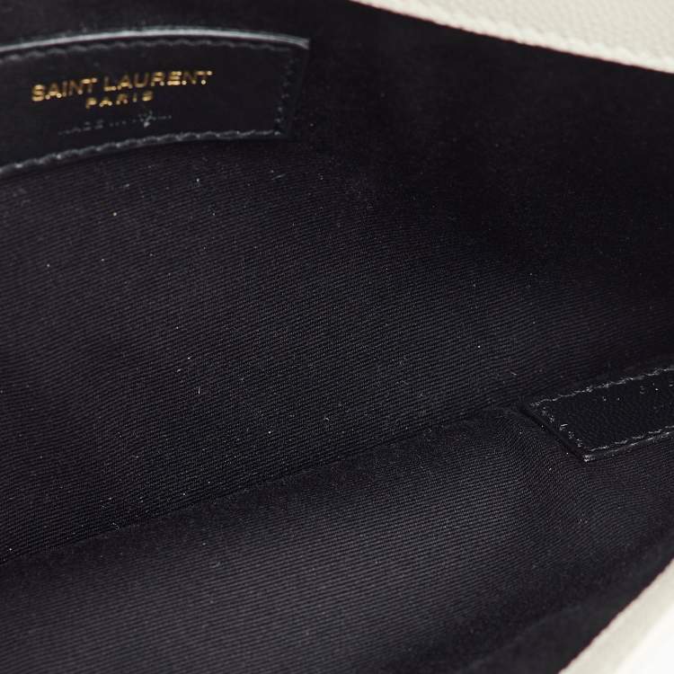 مملوكة مسبقًا Saint Laurent Cream Leather Uptown Pouch Clutch