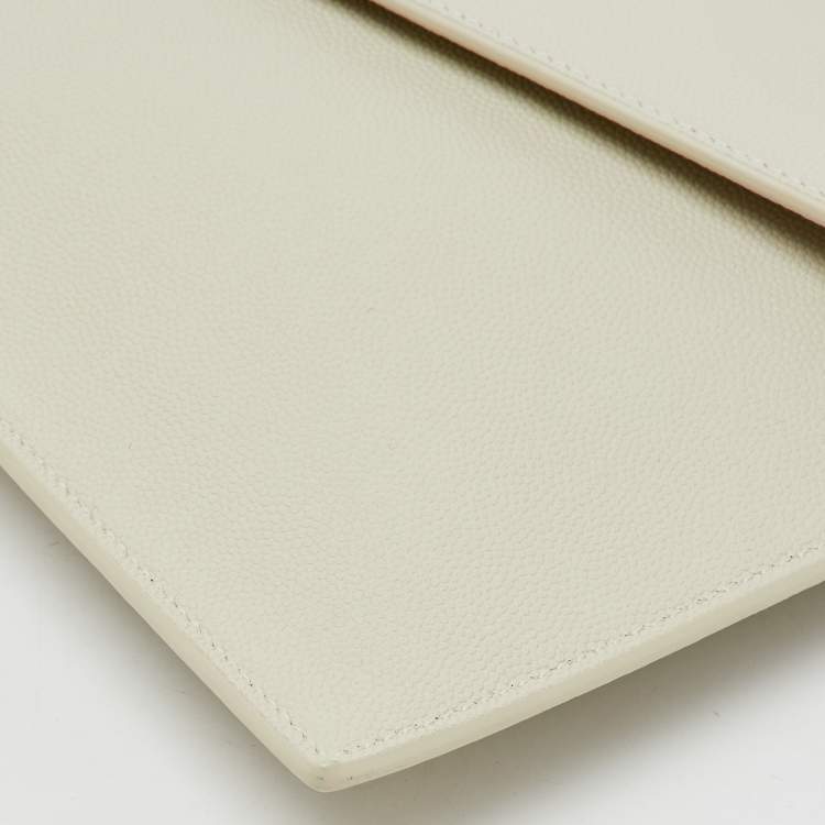 مملوكة مسبقًا Saint Laurent Cream Leather Uptown Pouch Clutch