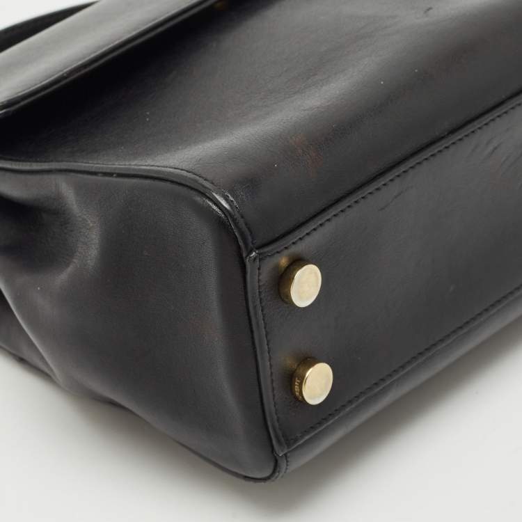 Pre Owned Saint Laurent Black Leather Small Moujik Top Handle Bag