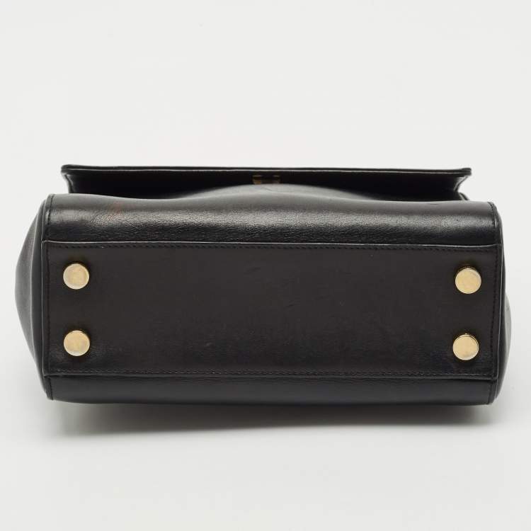 Pre Owned Saint Laurent Black Leather Small Moujik Top Handle Bag