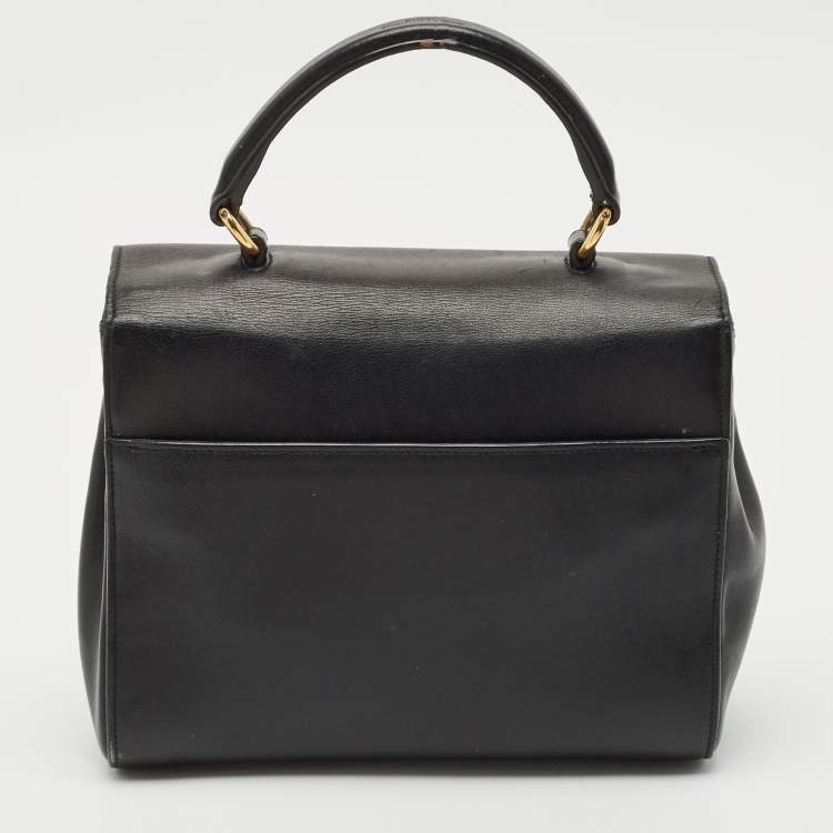 Pre Owned Saint Laurent Black Leather Small Moujik Top Handle Bag