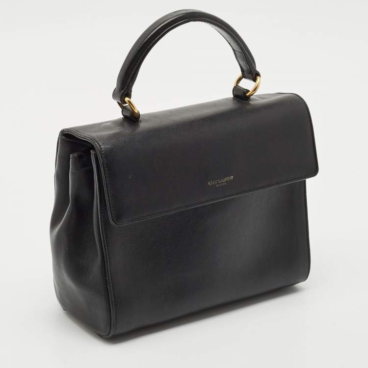 Pre Owned Saint Laurent Black Leather Small Moujik Top Handle Bag