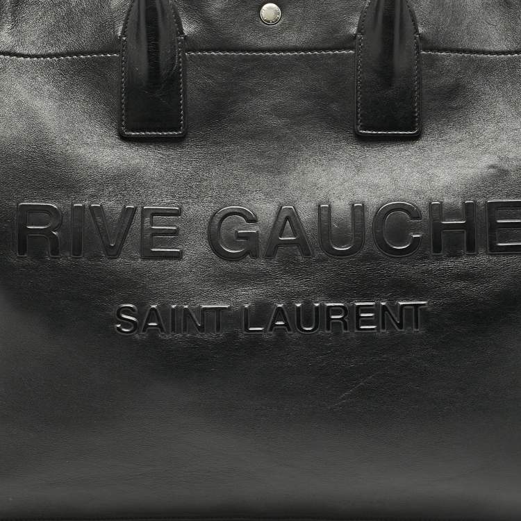 Pre Owned Saint Laurent Black Leather Large Rive Gauche Tote