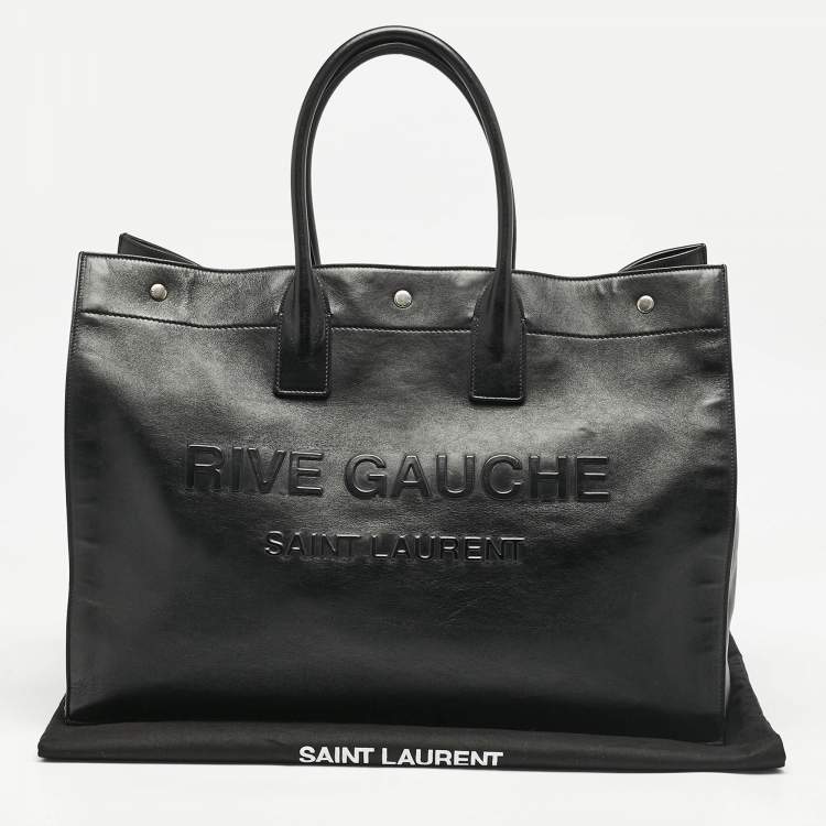 Pre Owned Saint Laurent Black Leather Large Rive Gauche Tote