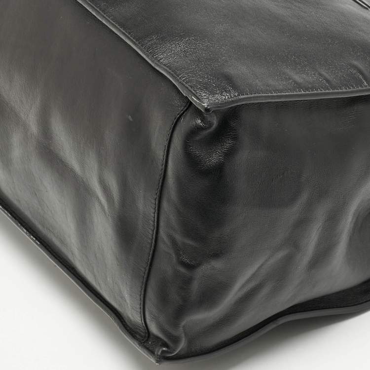 Pre Owned Saint Laurent Black Leather Large Rive Gauche Tote