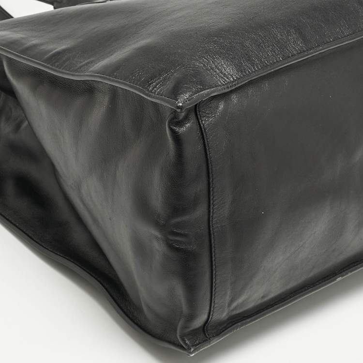 Pre Owned Saint Laurent Black Leather Large Rive Gauche Tote