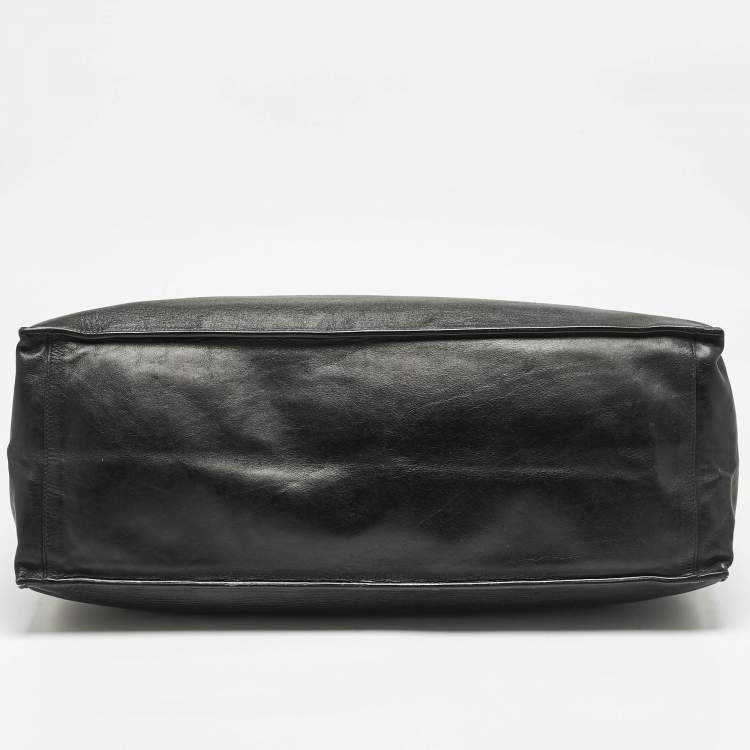 Pre Owned Saint Laurent Black Leather Large Rive Gauche Tote