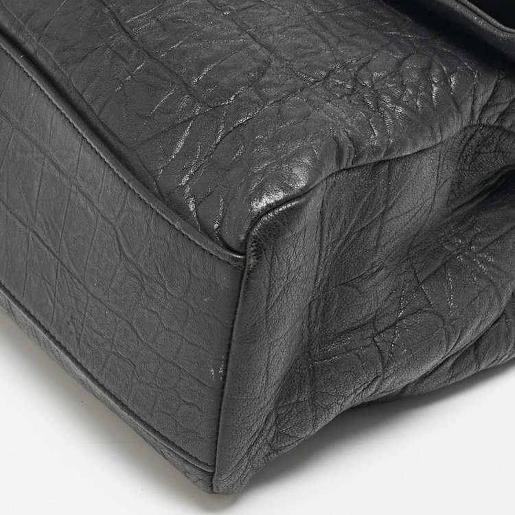 Pre Owned Saint Laurent Black Croc Embossed Leather West Hollywood Shoulder Bag