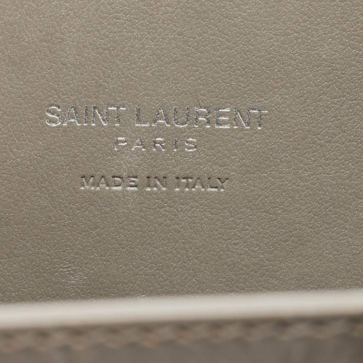 Pre Owned Saint Laurent Grey Croc Embossed Leather Nano Classic Sac De Jour Tote