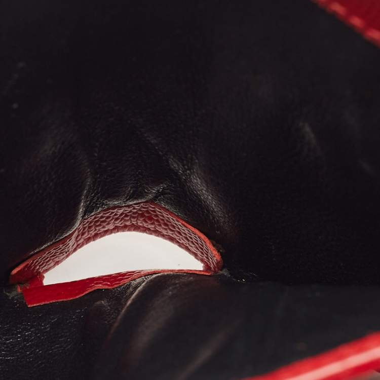 Pre Owned Saint Laurent Red Matelassé Leather Monogram Compact Wallet
