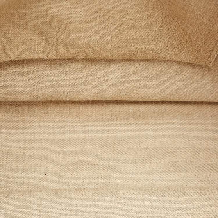 Pre Owned Saint Laurent Beige/Ivory Canvas and Leather Large Rive Gauche Tote