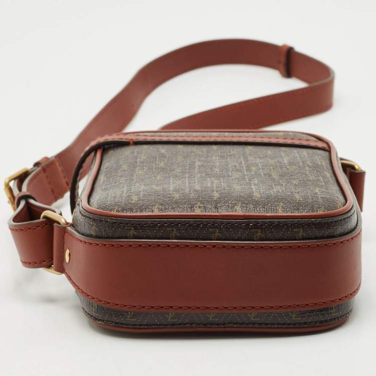 مملوكة مسبقًا Saint Laurent Dark Brown Monogram Coated Canvas and Leather Le Monogramme Crossbody Bag