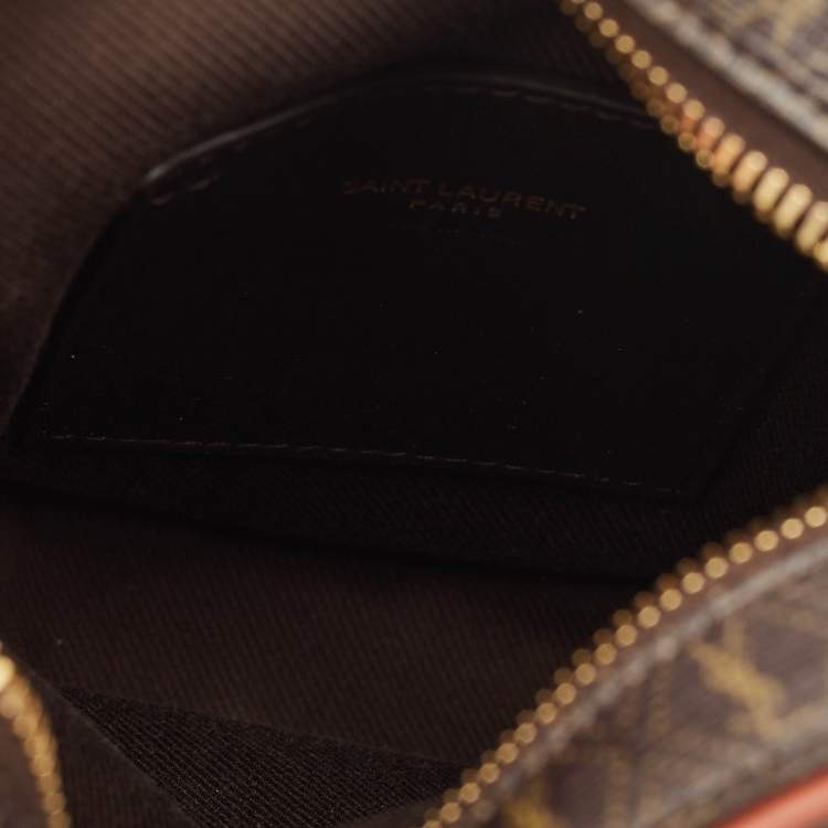 مملوكة مسبقًا Saint Laurent Dark Brown Monogram Coated Canvas and Leather Le Monogramme Crossbody Bag