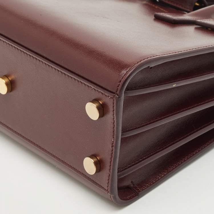 Pre Owned Saint Laurent Burgundy Leather Nano Classic Sac De Jour Tote