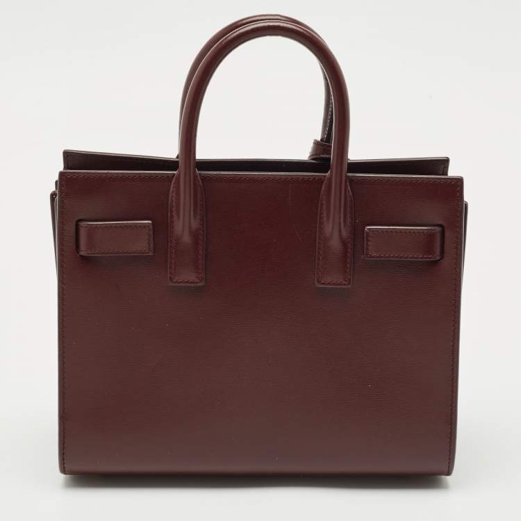 Pre Owned Saint Laurent Burgundy Leather Nano Classic Sac De Jour Tote
