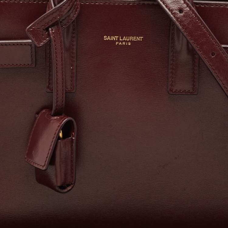 Pre Owned Saint Laurent Burgundy Leather Nano Classic Sac De Jour Tote