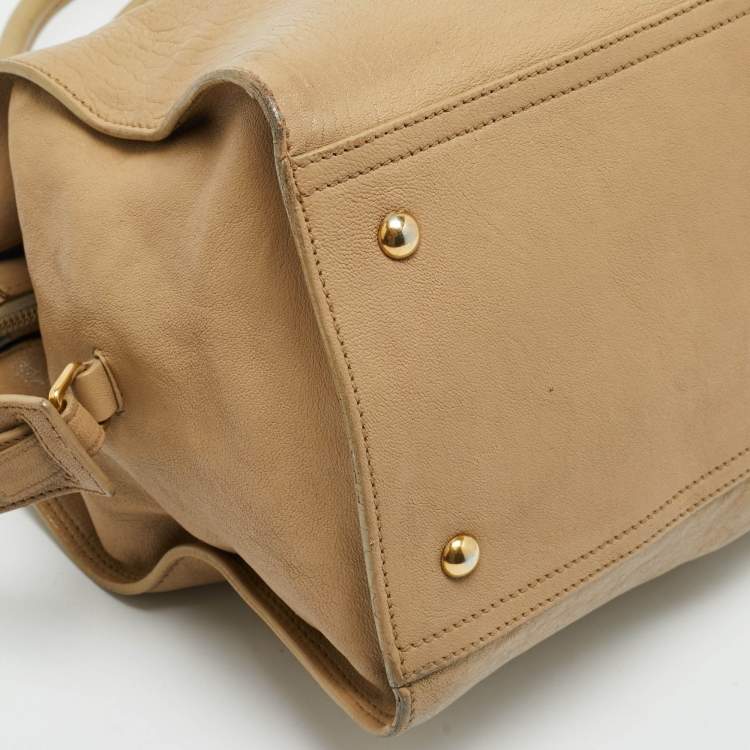 Pre Owned Saint Laurent Beige Leather Medium Cabas Chyc Tote