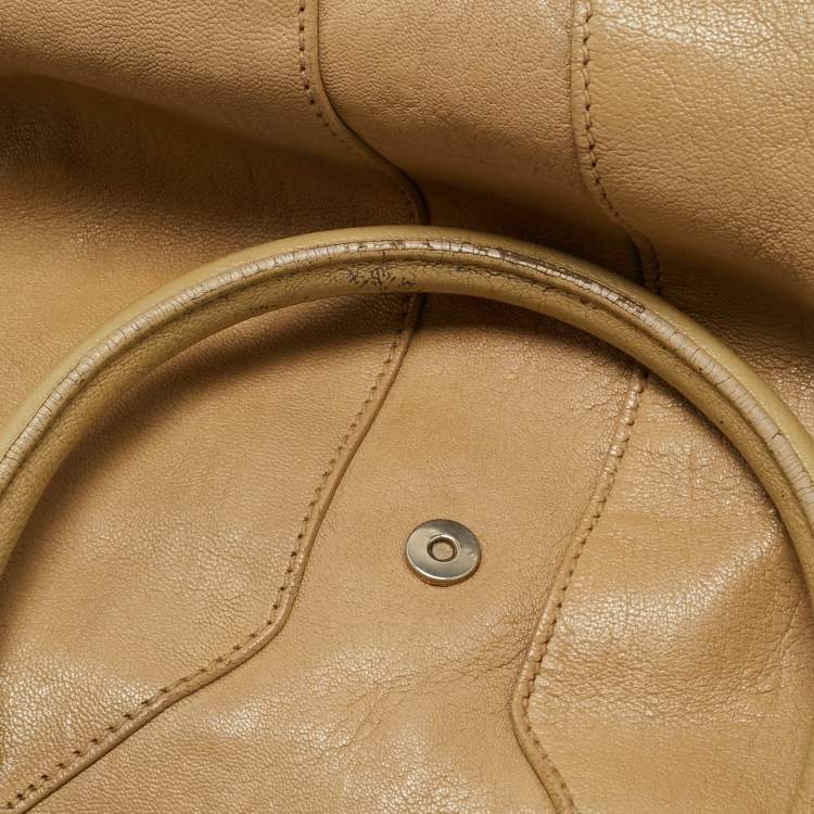 Pre Owned Saint Laurent Beige Leather Medium Cabas Chyc Tote