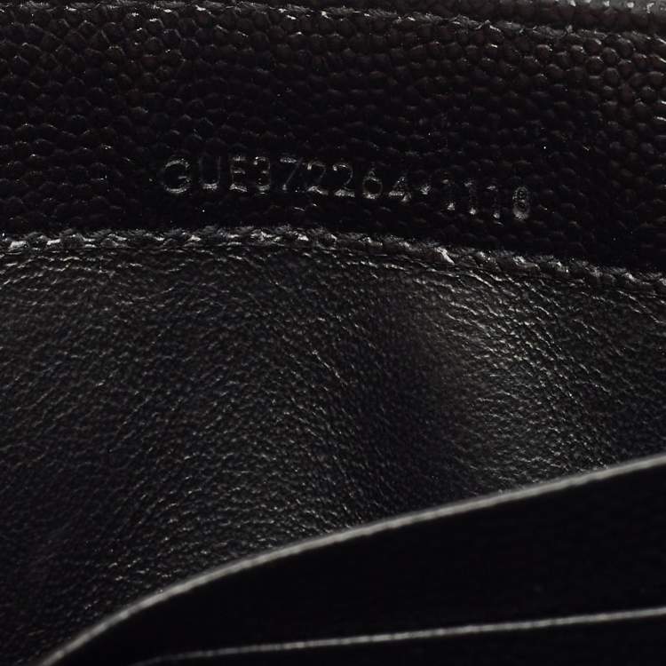 Pre Owned Saint Laurent Black Matelassé Leather Cassandre Wallet