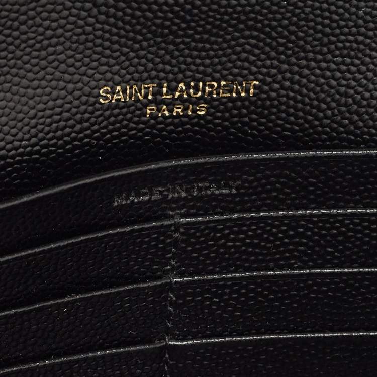 Pre Owned Saint Laurent Black Matelassé Leather Cassandre Wallet