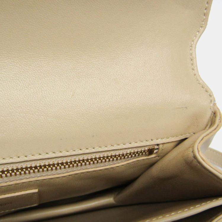Pre Owned Saint Laurent Le Maillon Dark Beige Smooth Calfskin Satchel Bag