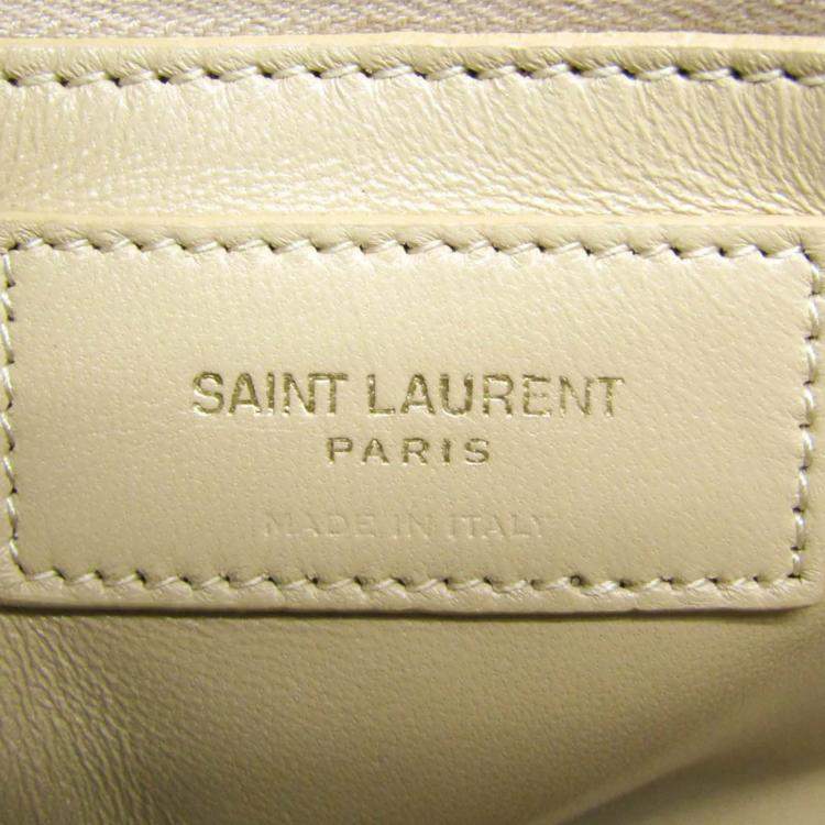 Pre Owned Saint Laurent Le Maillon Dark Beige Smooth Calfskin Satchel Bag