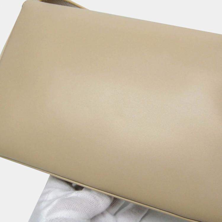 Pre Owned Saint Laurent Le Maillon Dark Beige Smooth Calfskin Satchel Bag