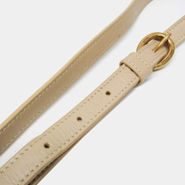 Pre Owned Saint Laurent Le Maillon Dark Beige Smooth Calfskin Satchel Bag