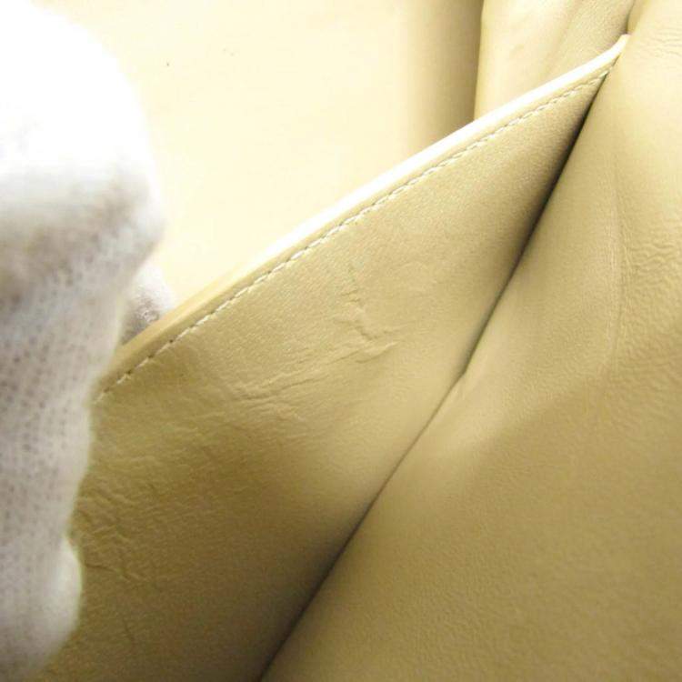 Pre Owned Saint Laurent Le Maillon Dark Beige Smooth Calfskin Satchel Bag