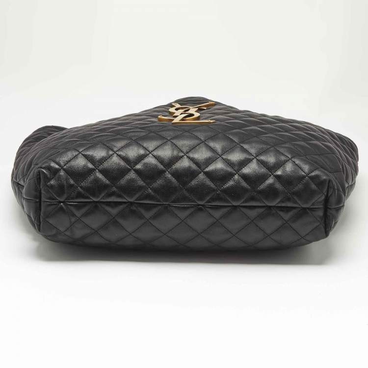 Pre Owned Saint Laurent Black Quilted Leather Maxi Icare Shopping Tote