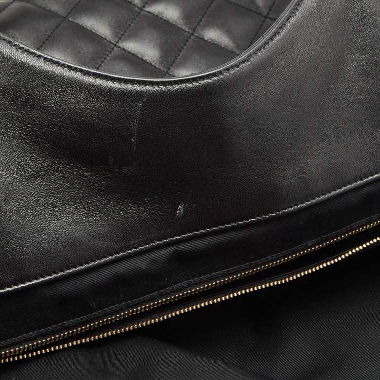 Pre Owned Saint Laurent Black Quilted Leather Maxi Icare Shopping Tote