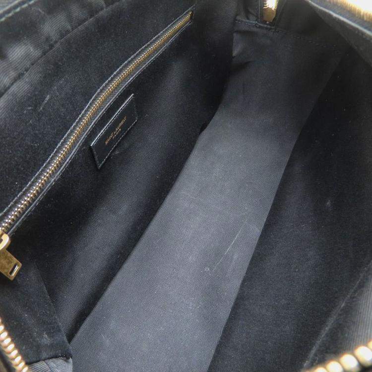 Pre Owned Saint Laurent Paris Lyia Black Lambskin Leather Duffel Bag