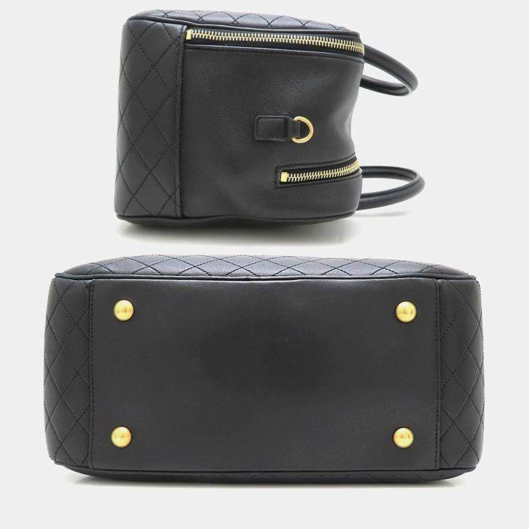 Pre Owned Saint Laurent Paris Lyia Black Lambskin Leather Duffel Bag