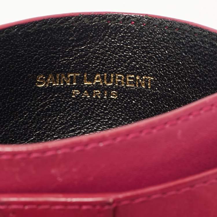 Pre Owned Saint Laurent Pink Leather Easy Y Card Case