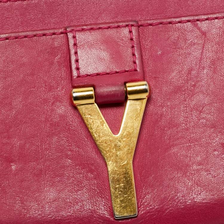 Pre Owned Saint Laurent Pink Leather Easy Y Card Case