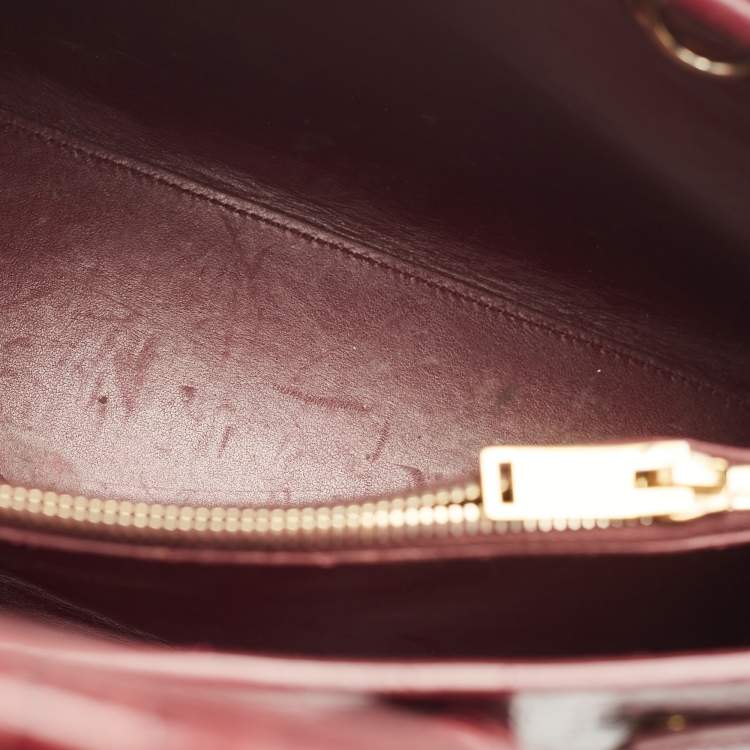 Pre Owned Saint Laurent Burgundy Croc Embossed Leather Baby Classic Sac De Jour Tote