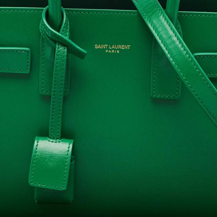 Pre Owned Saint Laurent Green Leather Nano Classic Sac De Jour Tote