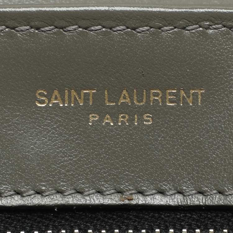 Pre Owned Saint Laurent Taupe Matelassé Leather Toy Loulou Crossbody Bag
