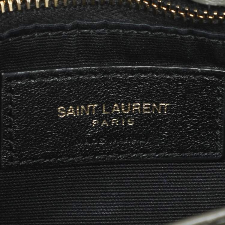 Pre Owned Saint Laurent Taupe Matelassé Leather Toy Loulou Crossbody Bag