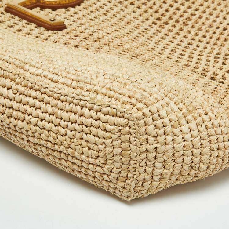 مملوكة مسبقًا Saint Laurent Natural Raffia Maxi Icare Shopping Tote