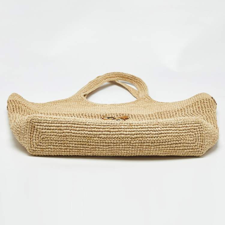 مملوكة مسبقًا Saint Laurent Natural Raffia Maxi Icare Shopping Tote
