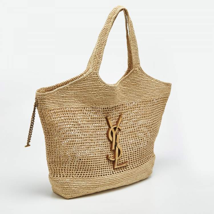 مملوكة مسبقًا Saint Laurent Natural Raffia Maxi Icare Shopping Tote