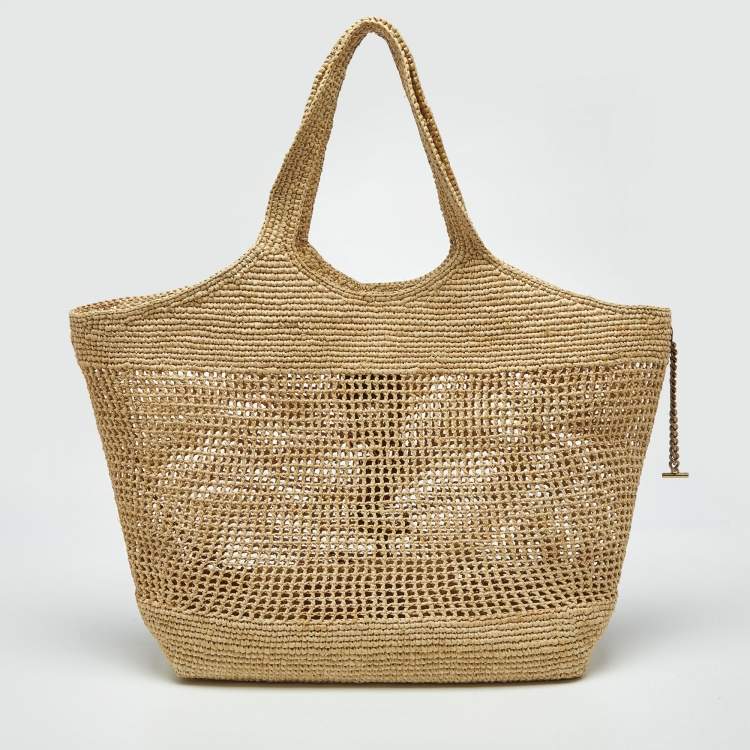 مملوكة مسبقًا Saint Laurent Natural Raffia Maxi Icare Shopping Tote