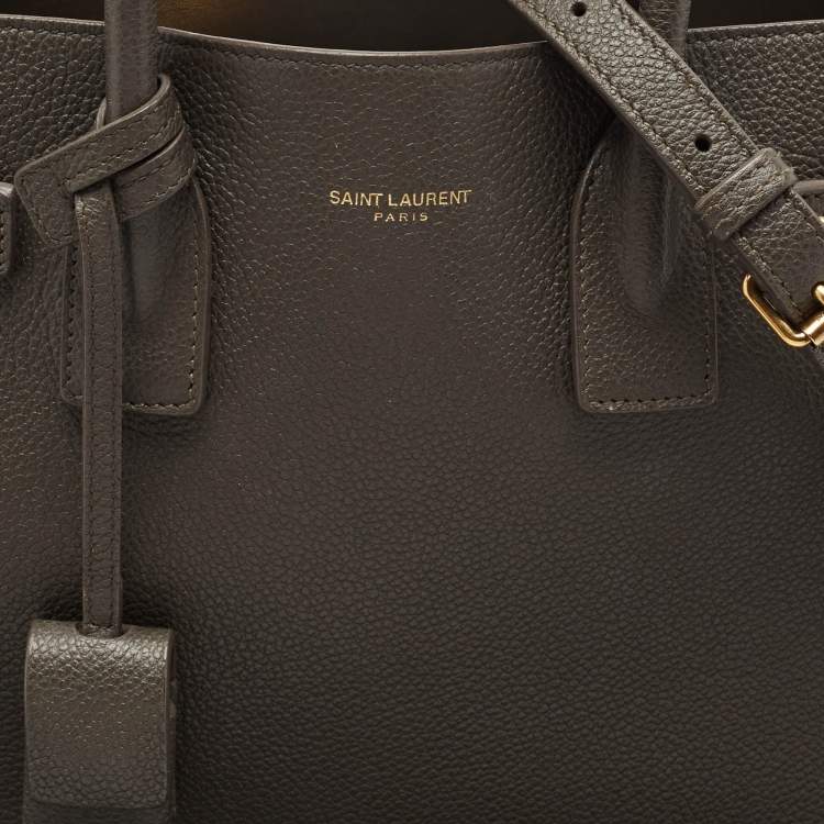 Pre Owned Saint Laurent Olive Green Leather Baby Classic Sac De Jour Tote